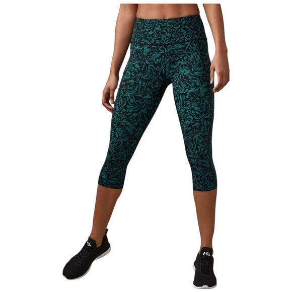 NWOT Lululemon Fast & Free Crop 19" Side Pocket Thrive Viridian Green Black Sz 6 - Picture 5 of 13